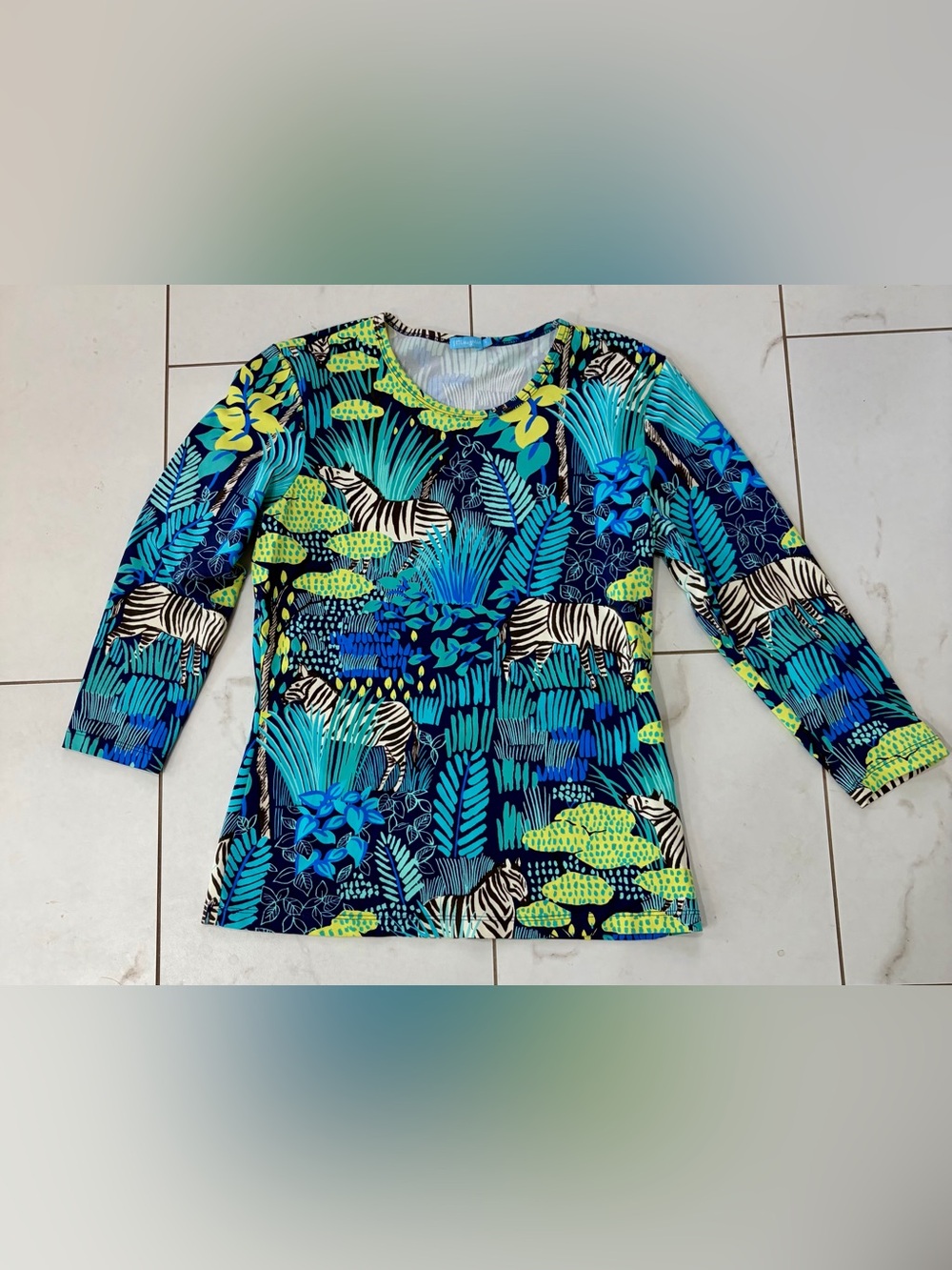 J. McLaughlin Safari Zebra Catalina Cloth 3/4 Sleeve Top S